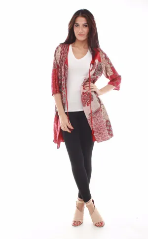 Silk Zen Jacket (Red & Cream)