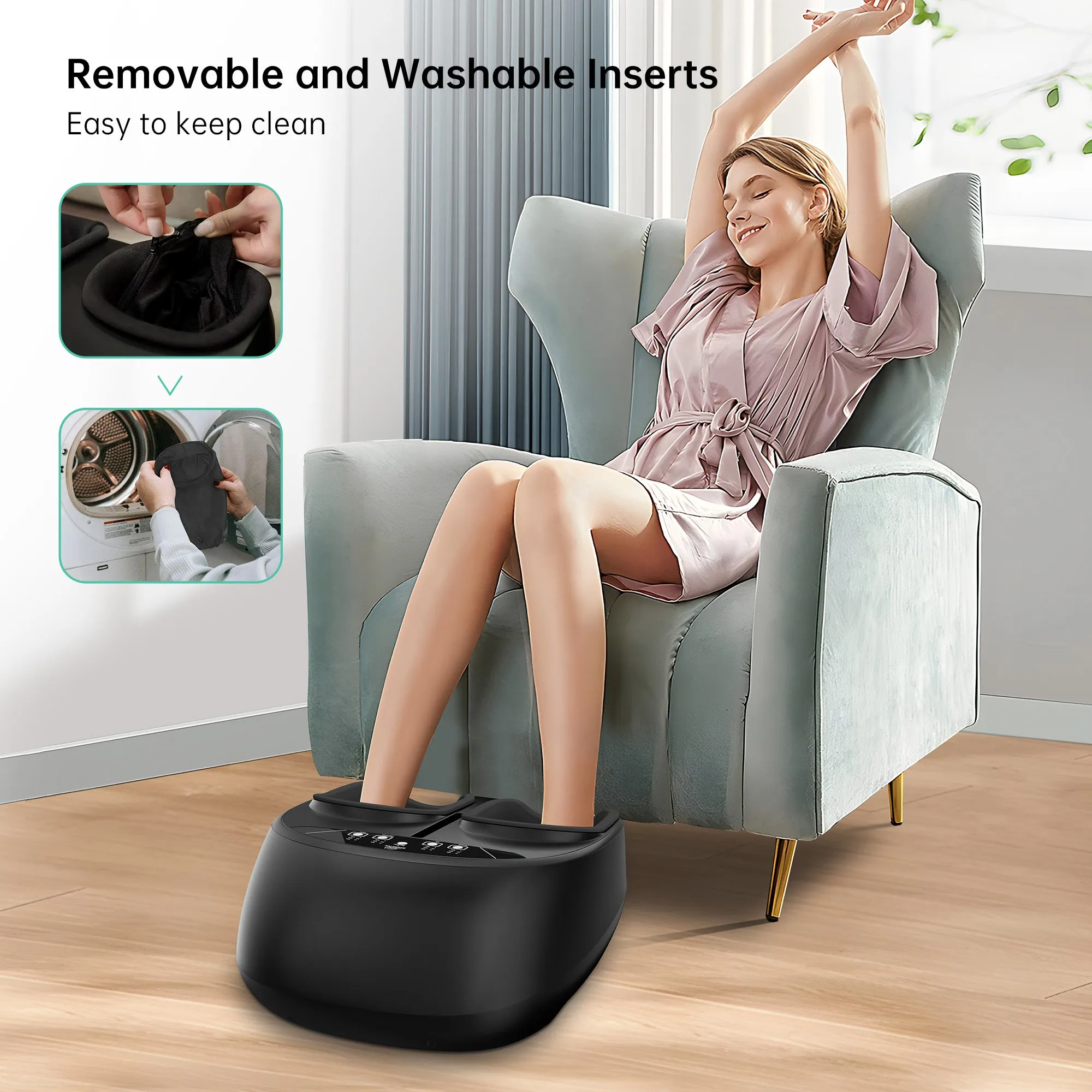 Snailax Electric Shiatsu Foot Massager with Heat Kneading Vibration Compression Size 13 - SL-527RC