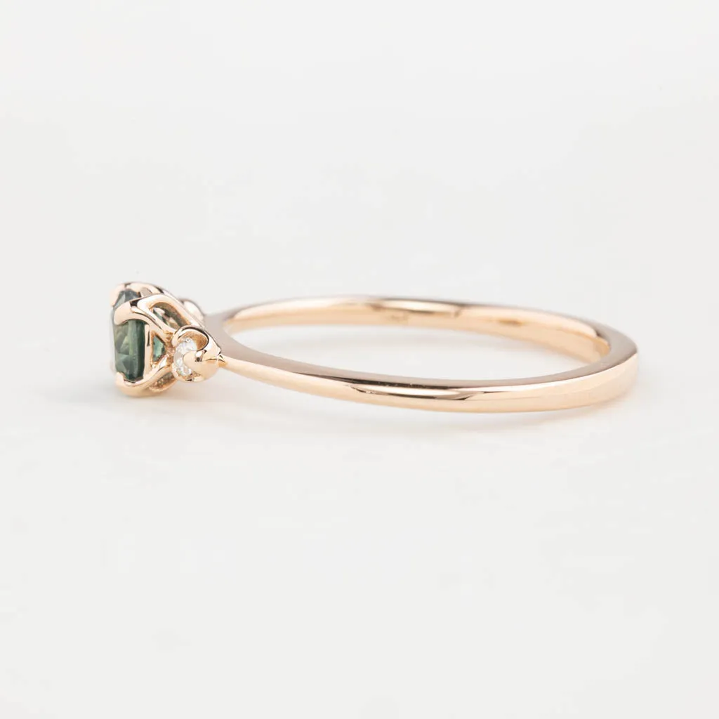 Sofia Ring 4.6mm 0.5ct Blue Green Green Sapphire, 14K Rose Gold