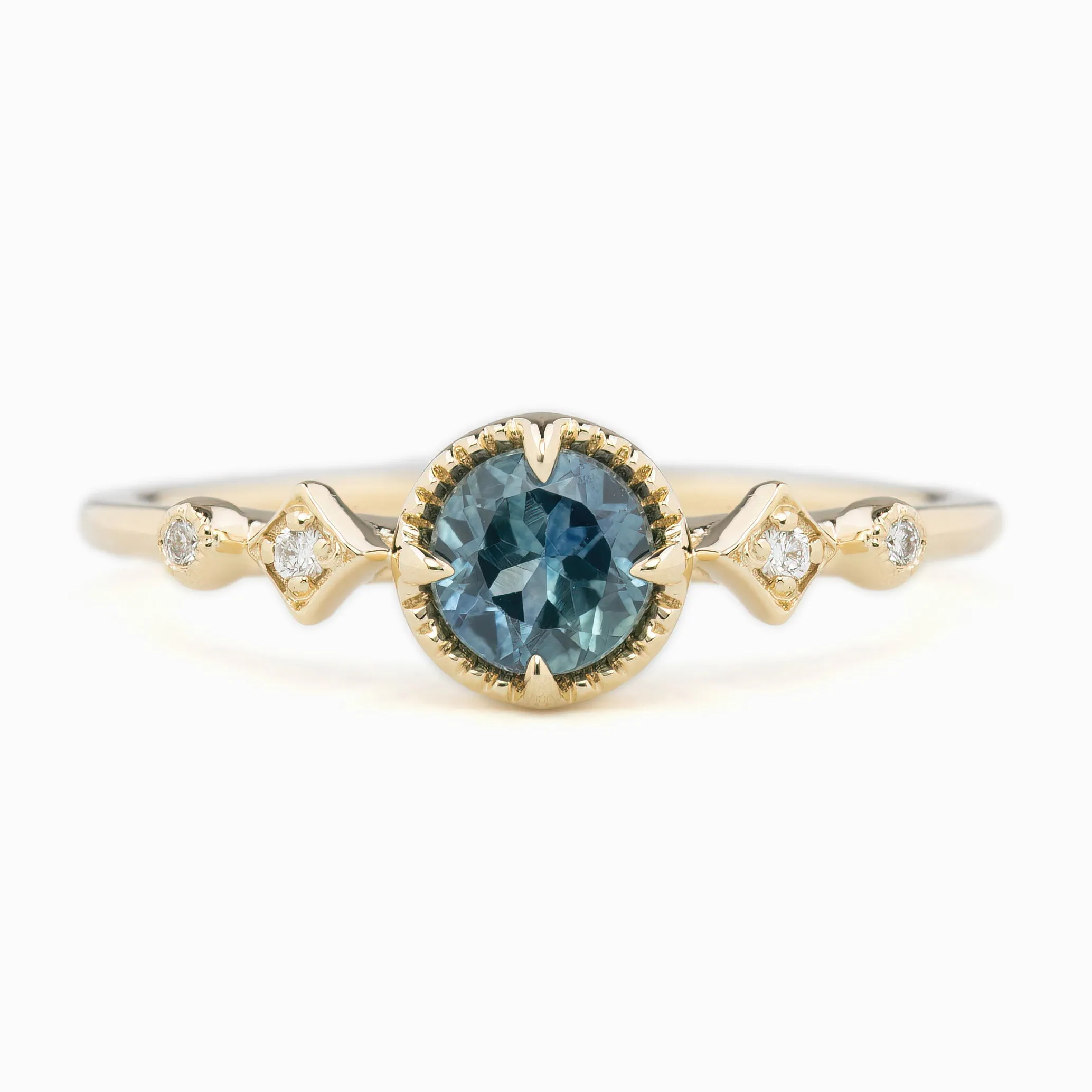 Stella Ring 5mm 0.60ct Blue Montana Sapphire 14K Yellow Gold