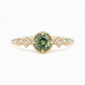 Stella Ring 5mm 0.60ct Light green Montana Sapphire 14K Yellow Gold