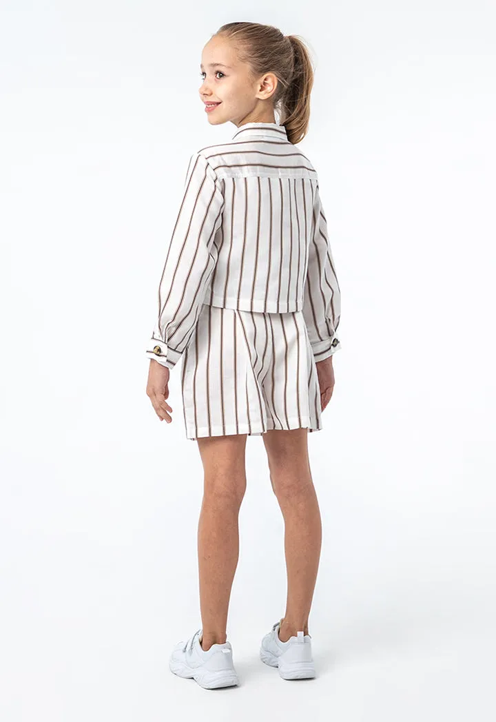 Striped Collared Front Pocket Jacket