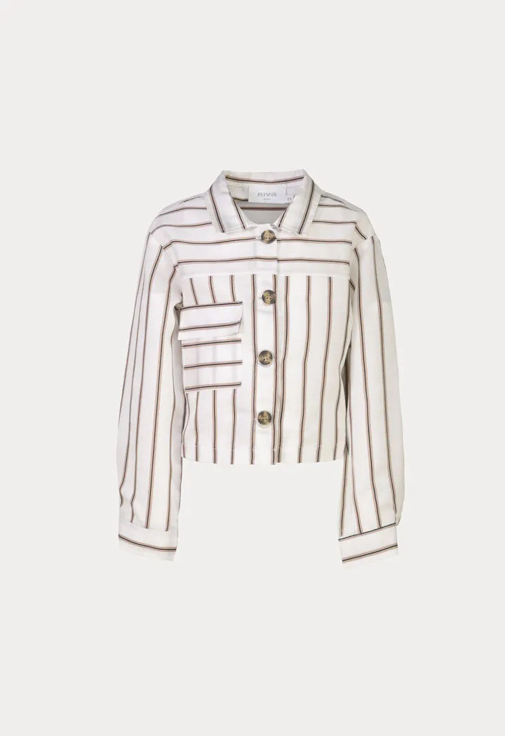 Striped Collared Front Pocket Jacket