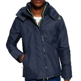 Superdry Mens Tech Hood Wind cheater Zip Jacket - Navy Marl/lemonade