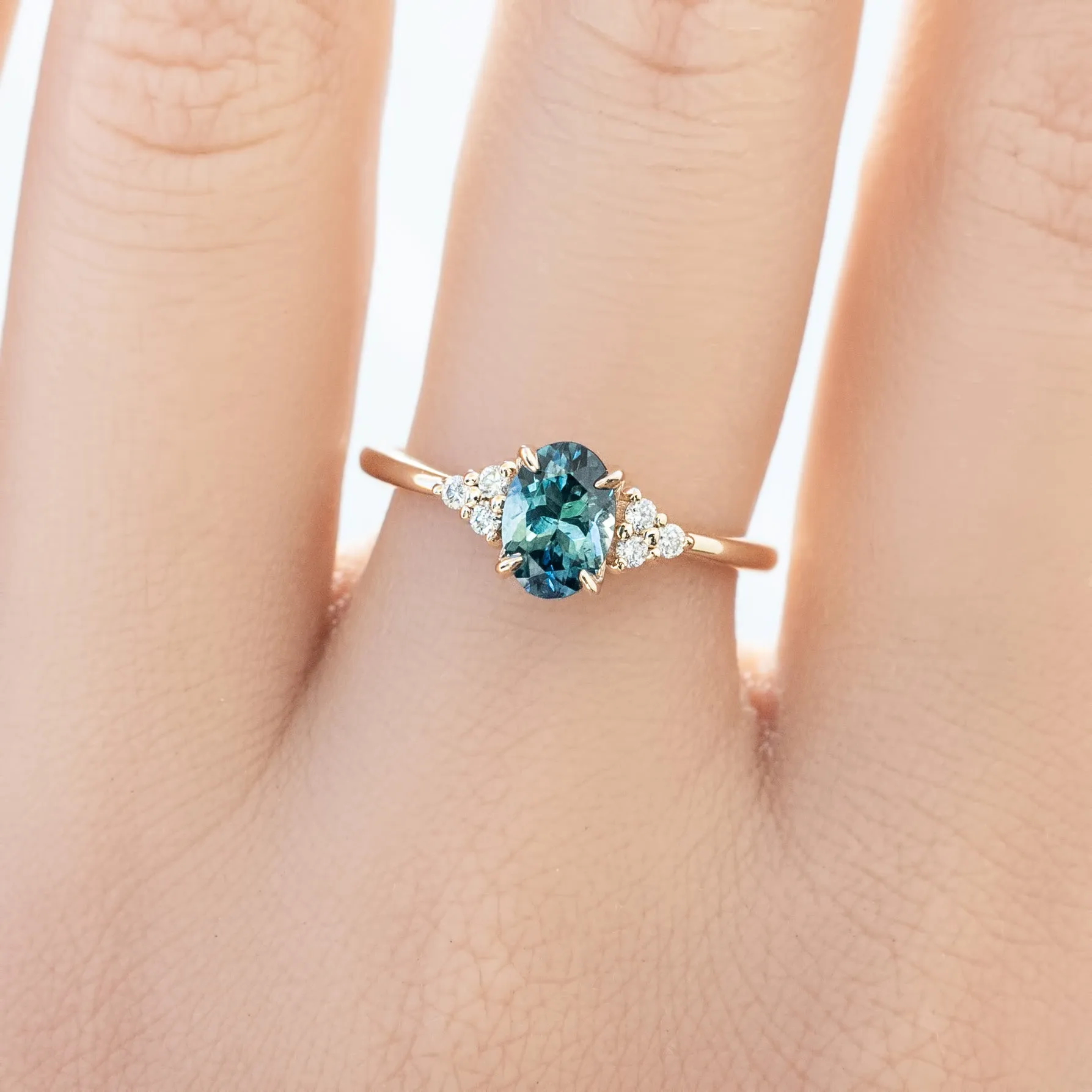 Teresa Ring 0.93ct Blue Green Montana Sapphire, 14k Yellow Gold (One of a kind)