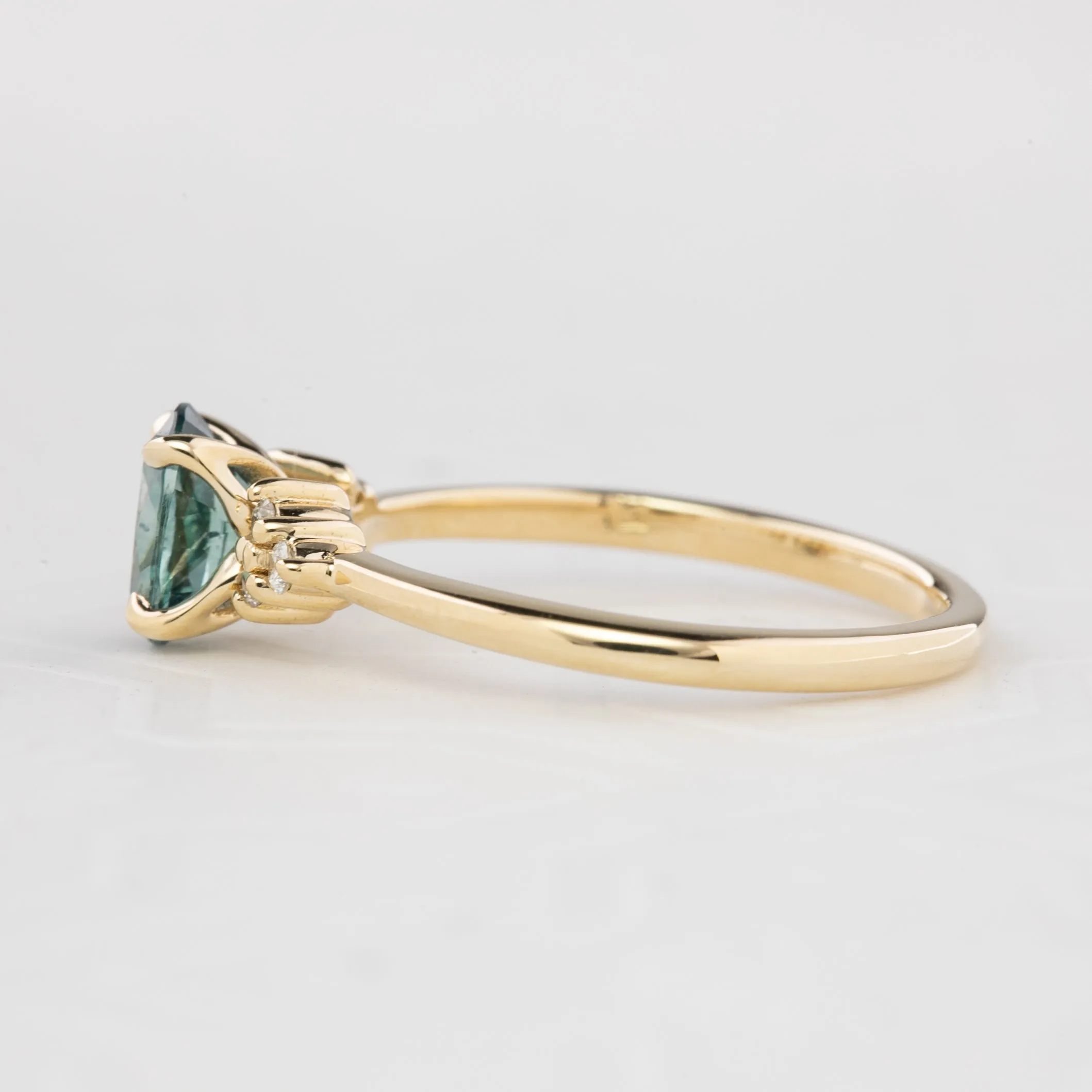 Teresa Ring 0.93ct Blue Green Montana Sapphire, 14k Yellow Gold (One of a kind)