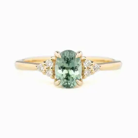 Teresa Ring 1.17ct Green Oval Montana Sapphire, 14K Yellow Gold (One of a kind)