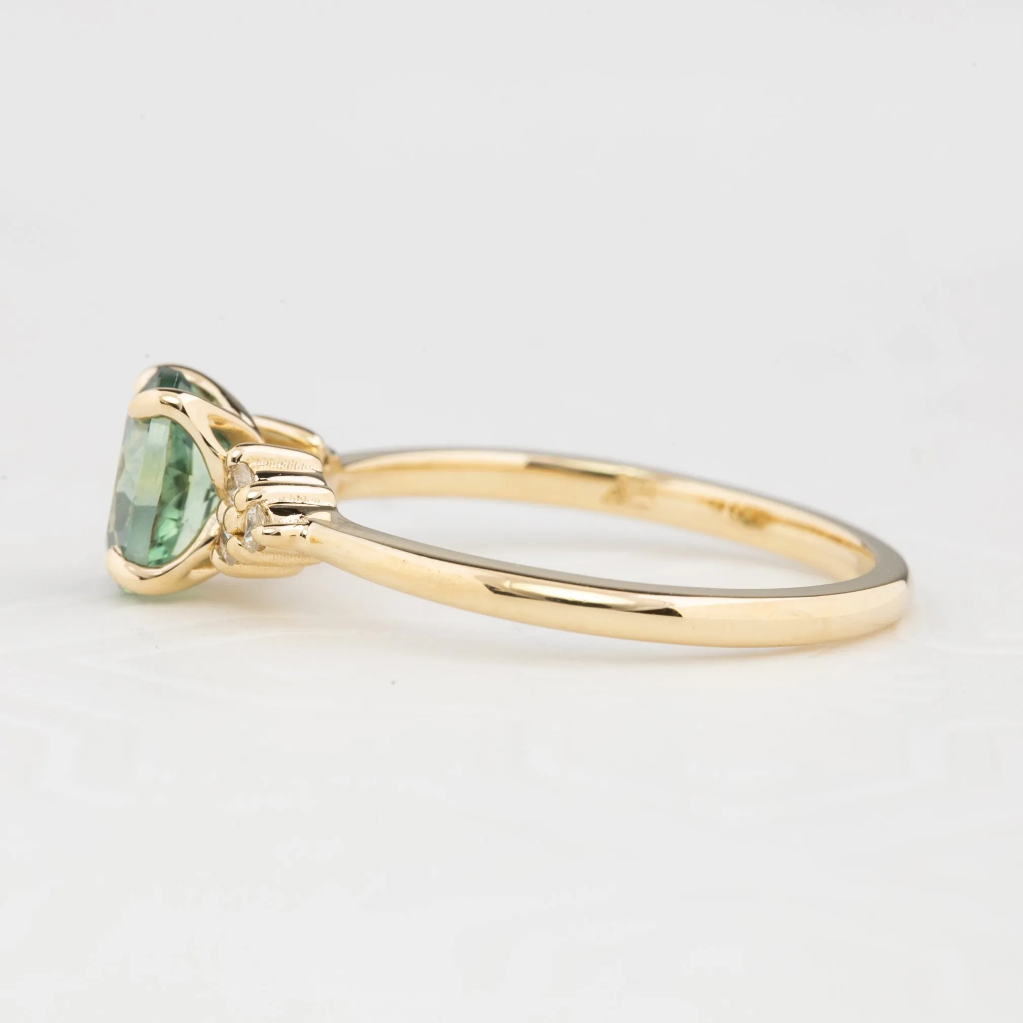 Teresa Ring 1.17ct Green Oval Montana Sapphire, 14K Yellow Gold (One of a kind)