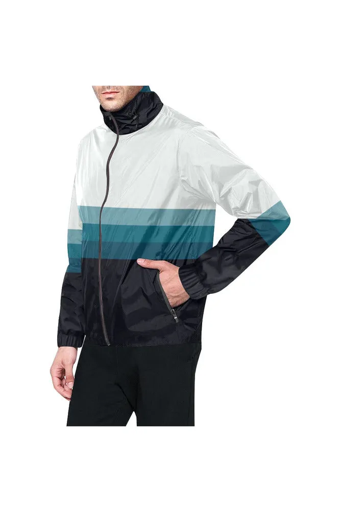 Three Bands of Blue All Over Print Windbreaker for Men