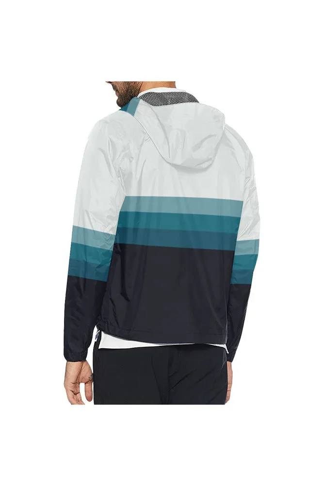 Three Bands of Blue All Over Print Windbreaker for Men