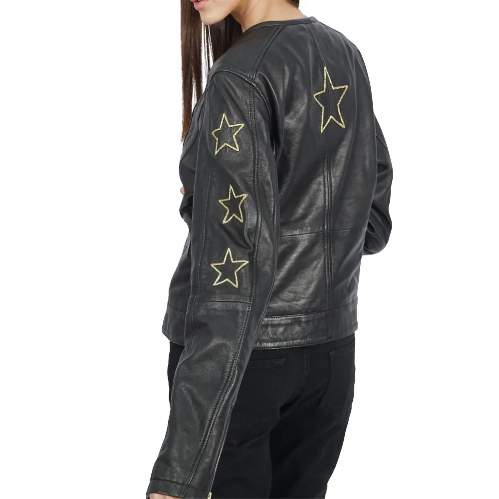 Trish Star Black Leather Jacket