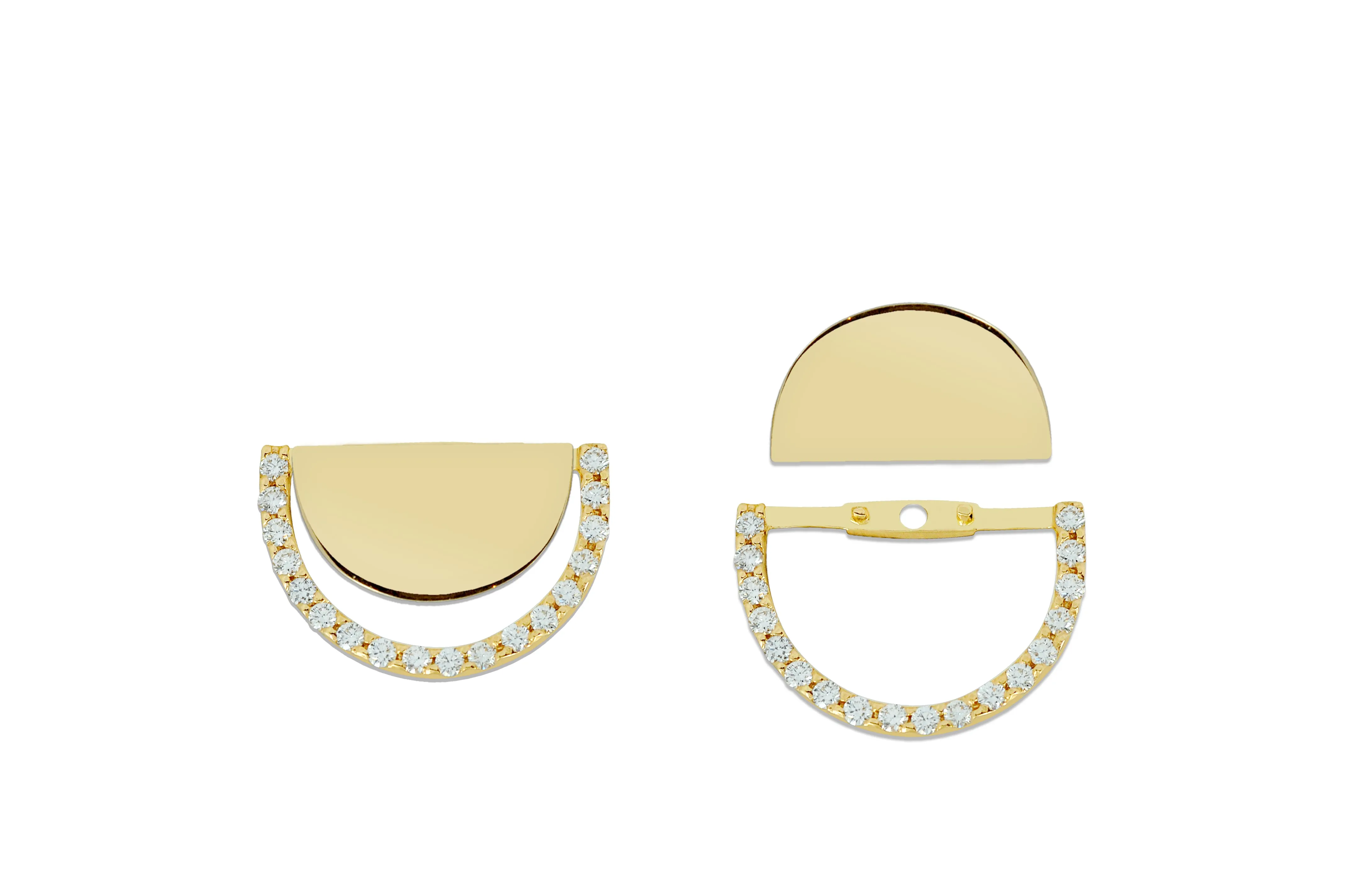 Twist Reflection Diamond Stud Ear Jacket Earrings