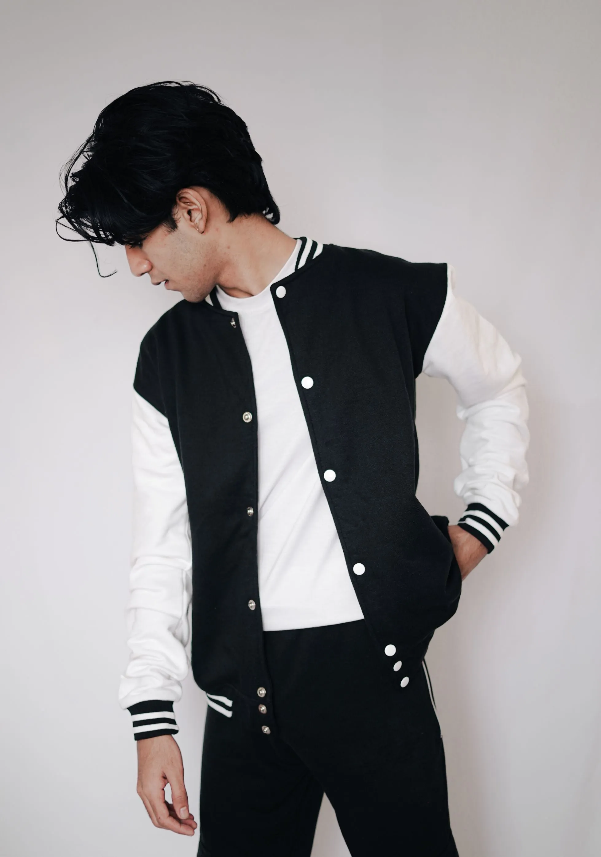 Varsity Bomber Jacket - Black - UNISEX