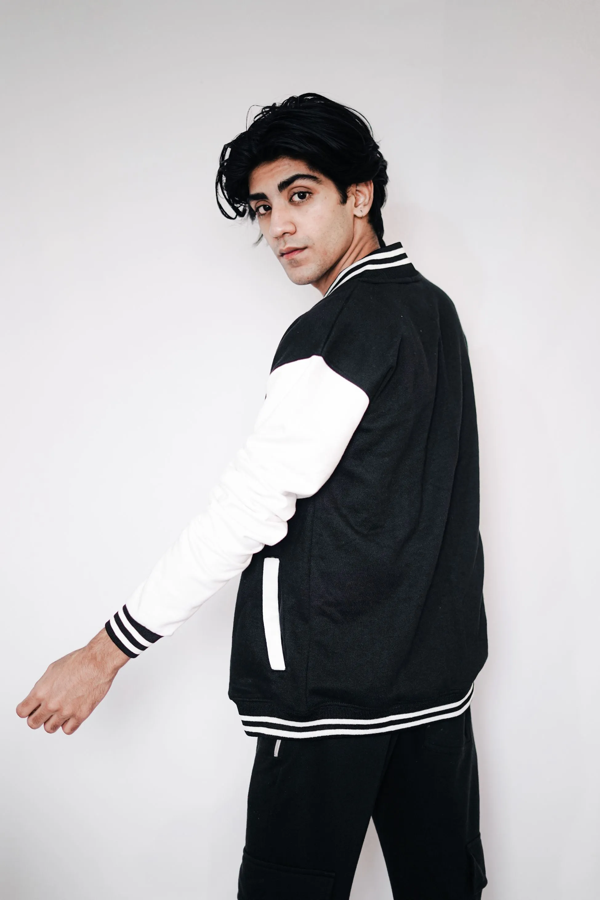 Varsity Bomber Jacket - Black - UNISEX