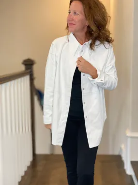 Vegan Leather Button Down Shirt in White