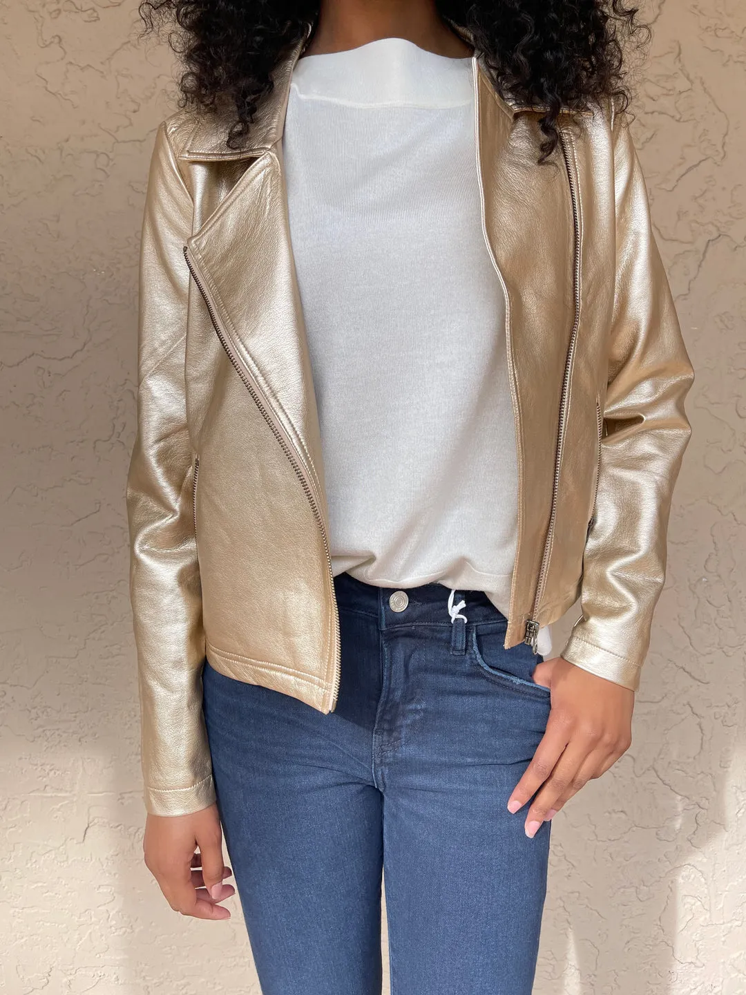 Vegan Moto Jacket - Gold