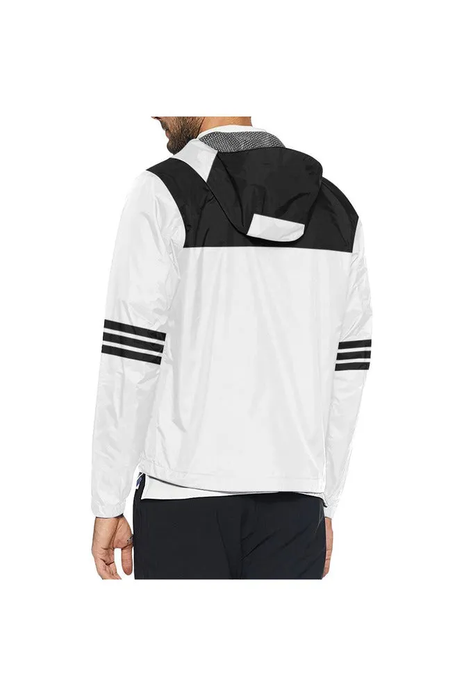 White & Black All Over Print Windbreaker for Men (Model H23)