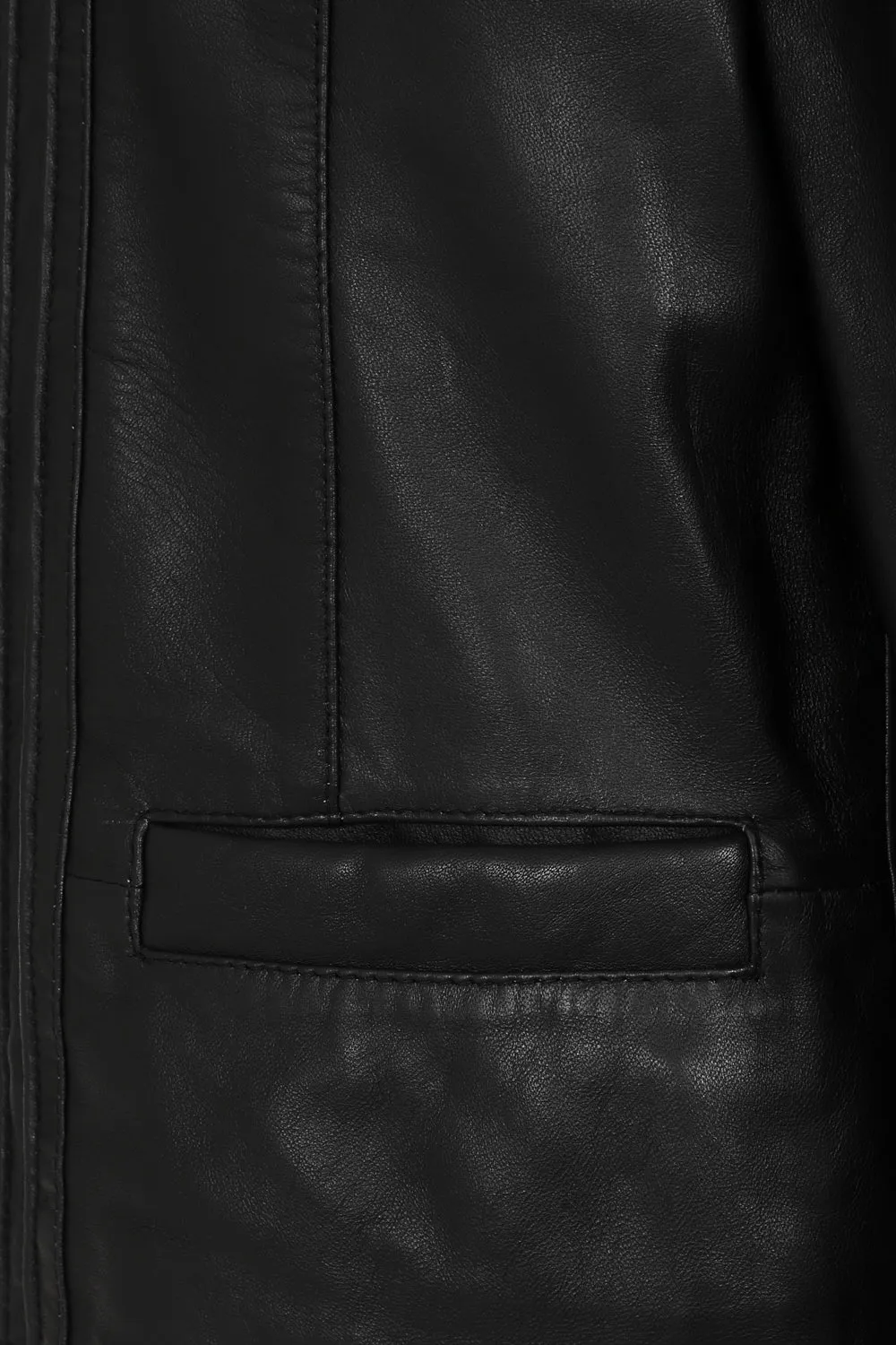 Women's Genuine Leather Jacket with a Standing Collar - JACKIE