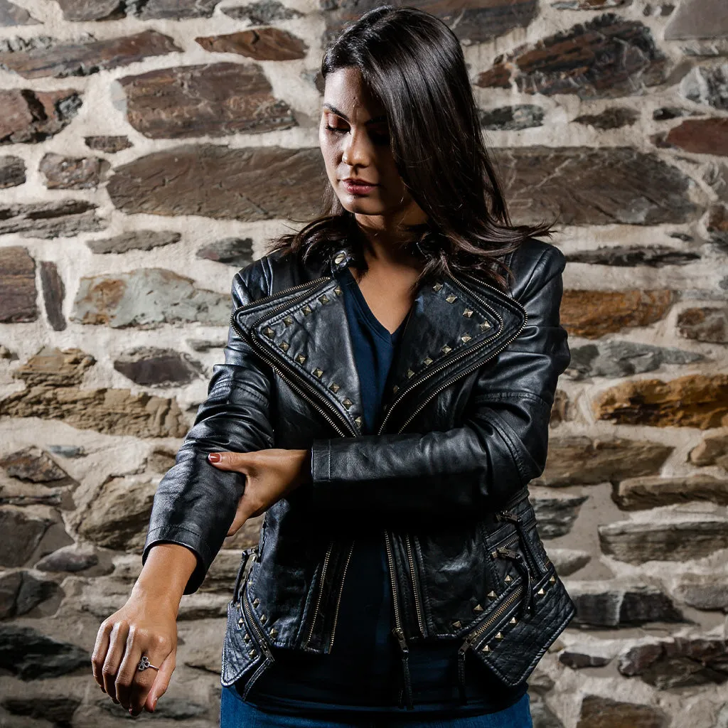 Women's Studded Leather Jacket | KC Leather Signature Range - Ashley