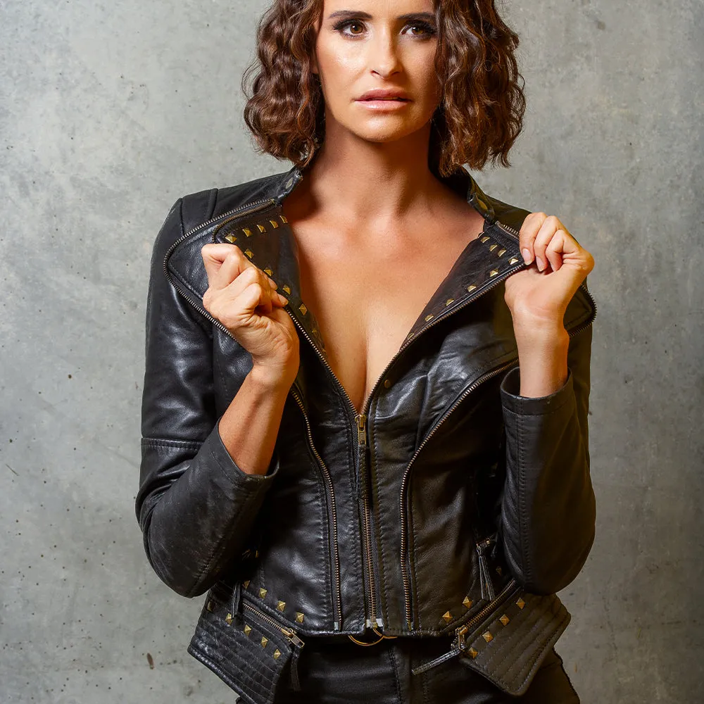 Women's Studded Leather Jacket | KC Leather Signature Range - Ashley